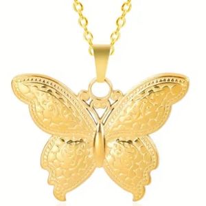 GOLD/STERLING BUTTERFLY NECKLACE PENDANT 20 INCH CHAIN BUTTERFLY 1 AND 1/2 IN AC